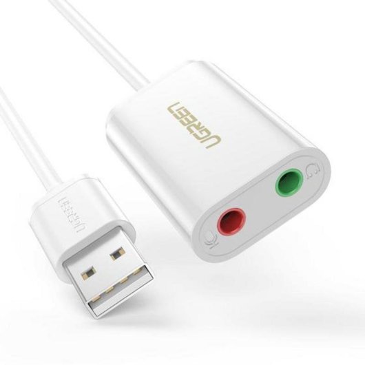 Tarjeta de sonido UGREEN 30143 USB 2.0 canales con entrada de micrófono y salida para auriculares