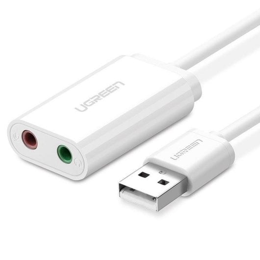 Tarjeta de sonido UGREEN 30143 USB 2.0 canales con entrada de micrófono y salida para auriculares