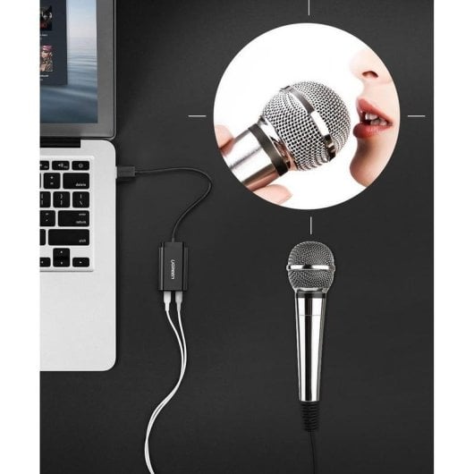 Tarjeta de sonido UGREEN 30143 USB 2.0 canales con entrada de micrófono y salida para auriculares
