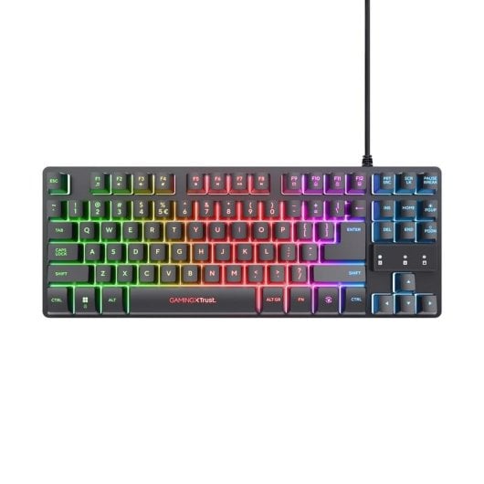 Teclado Trust GXT 833 Thado Gaming de Membrana TKL RGB Negro y Plata Dutch