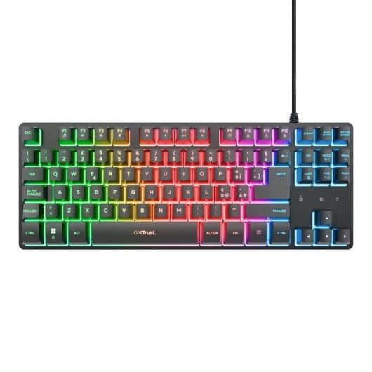 Teclado Trust GXT 833 Thado Gaming de Membrana TKL RGB Negro y Plata Dutch