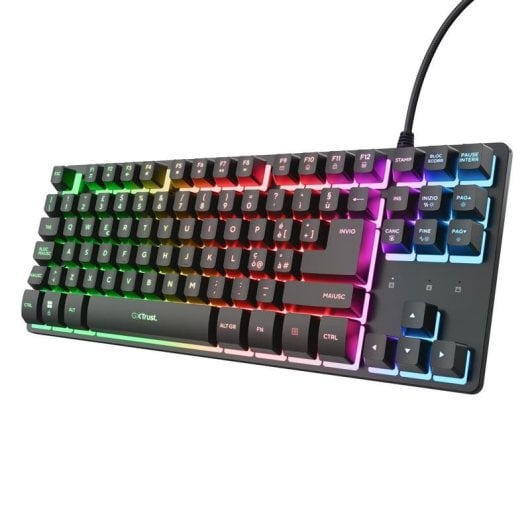 Teclado Trust GXT 833 Thado Gaming de Membrana TKL RGB Negro y Plata Dutch
