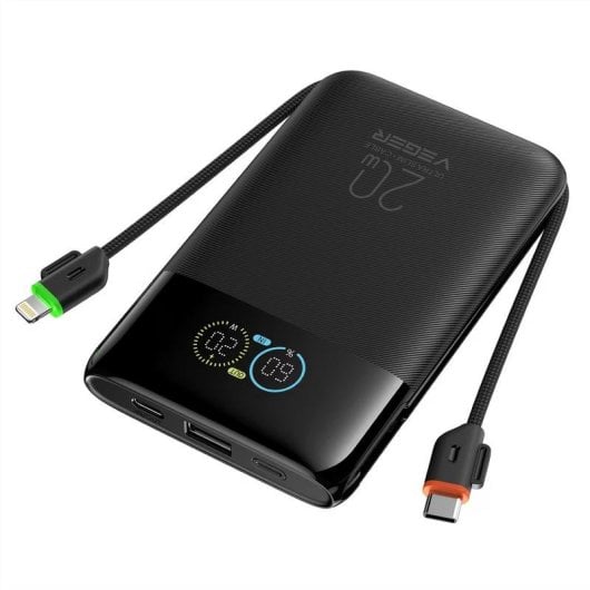Power Bank Veger W1211A 10000 mAh 20 W Adaptable en avion Noir