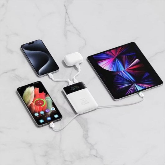 Power Bank Veger W1211A 10000 mAh 20 W Compatible avion Blanc