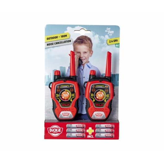 Walkie-talkie Dickie Toys Rojo y Negro Alcance 100 m 2 Unidades
