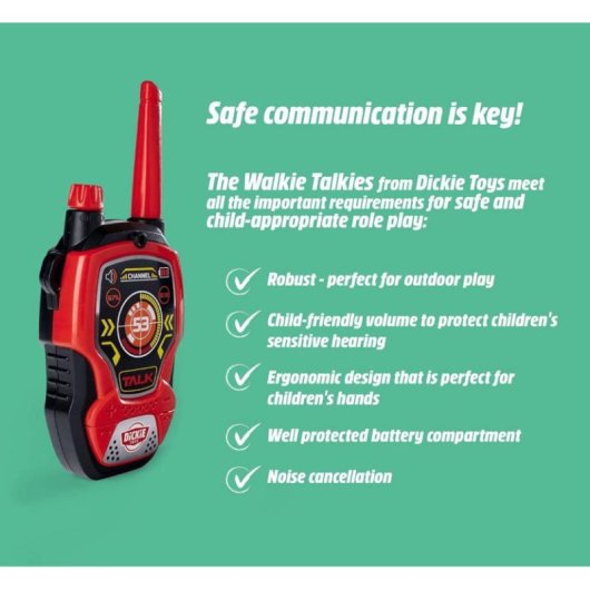 Walkie-talkie Dickie Toys Rojo y Negro Alcance 100 m 2 Unidades