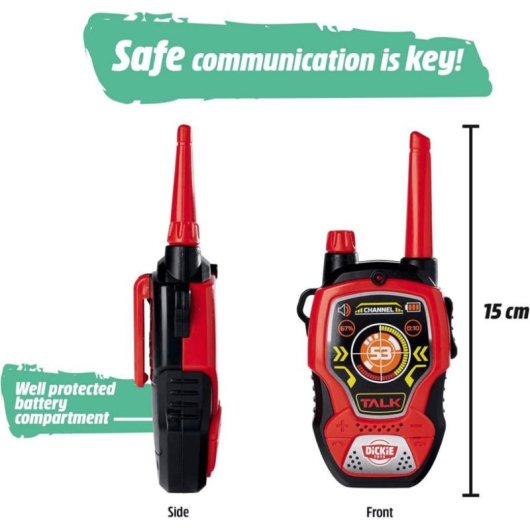 Walkie-talkie Dickie Toys Rojo y Negro Alcance 100 m 2 Unidades