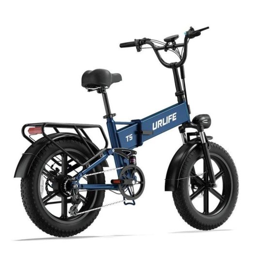 Bicicleta Eléctrica URLIFE T5 1500 W 48 V 13 Ah 20" Todoterreno Plegable Azul