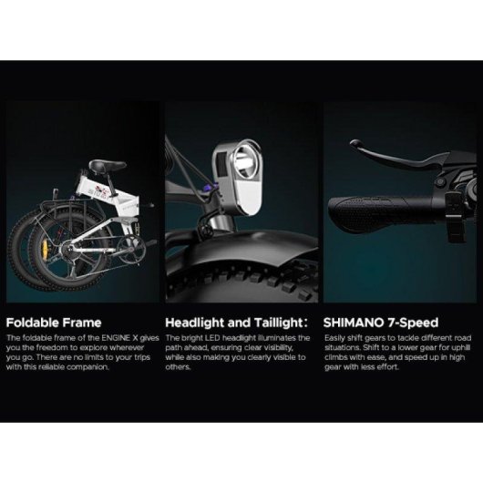 Vélo électrique Engwe Engine X 48V 120 km Pliable Pneus 20 pouces