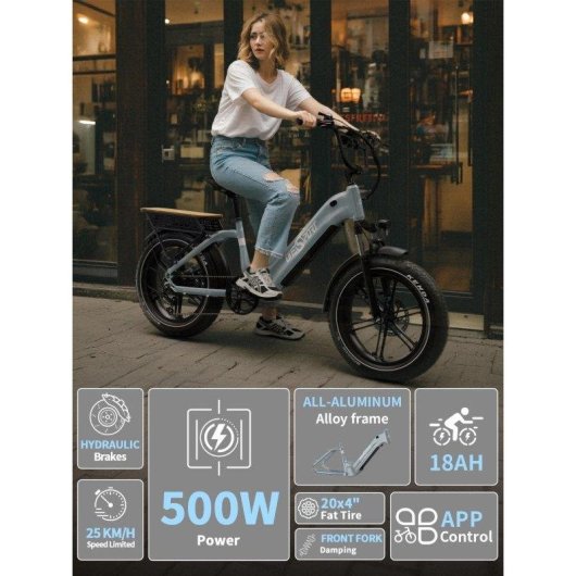 Bicicleta eletrica OneSport OT08 500 W 48 V 18 Ah 20 polegadas