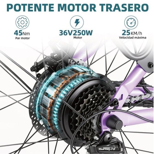Bicicleta Eléctrica Bekup V1 250W 36V 14,5Ah 26" Shimano 7 Velocidades