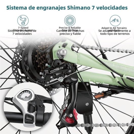 Bicicleta Eléctrica Bekup V28 Paso Bajo 250 W 36 V 14,5 Ah 75 km 26" 7 Velocidades