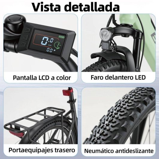 Bicicleta Eléctrica Bekup V28 Paso Bajo 250 W 36 V 14,5 Ah 75 km 26" 7 Velocidades