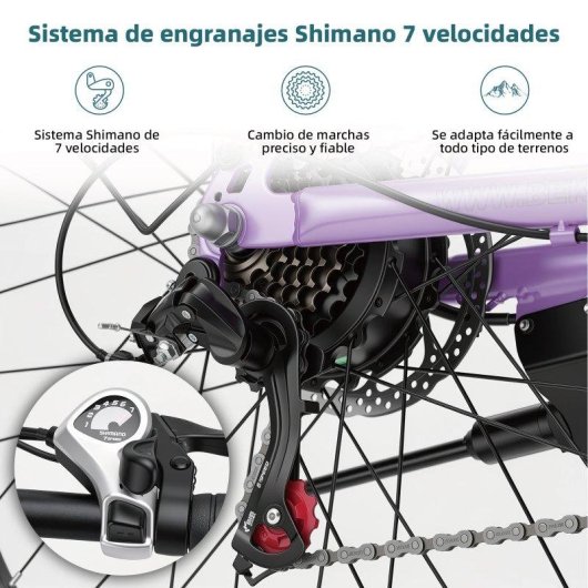 Bicicleta Eléctrica Bekup V28 250 W 36 V 14,5 Ah Frenos de Disco 26" Negro Lila