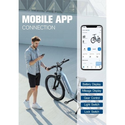 Bicicleta Eléctrica OneSport WT05 250W 36V 18,2Ah 27,5" Azul