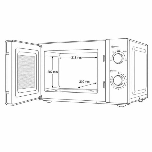 Microondas Blugy 20 litros 700 W mecánico con 8 menús automáticos
