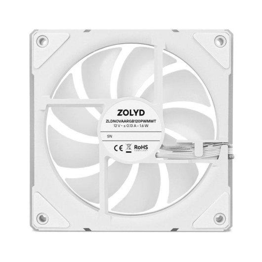 Ventola aggiuntiva Zolyd Nova 120 mm 1600 RPM ARGB PWM bianca