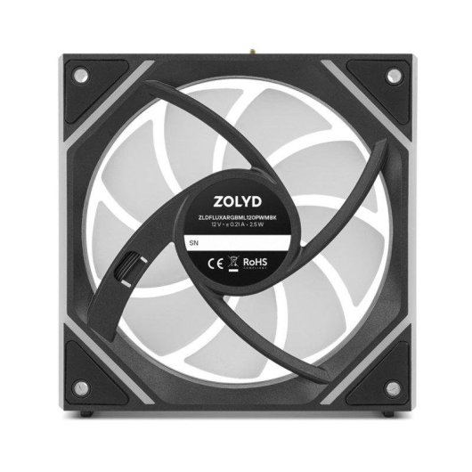 Ventilador suplementario Zolyd Flux 120 mm 1800 RPM ARGB MagLink, kit de 3