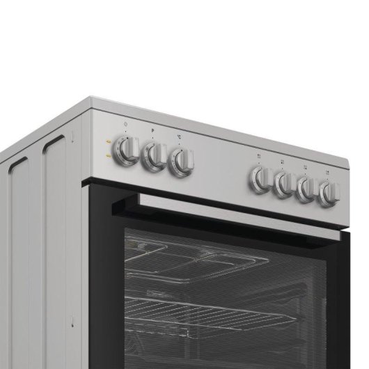 Cocina Indesit I6V5PMS 4 Zonas Cerámicas Horno 66 L Convección Plateada