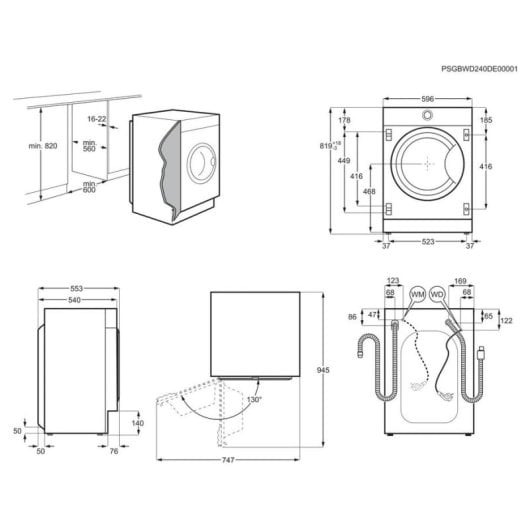 Lavasecadora Electrolux 8/4 kg B/D EN7W4862OF integrable con vapor