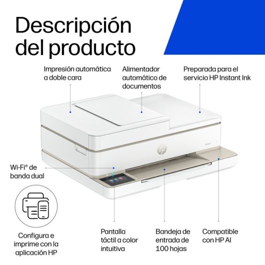 Multifunción HP ENVY 6520 inyección de tinta color WiFi dúplex ADF + 3 Meses de Instant Ink Gratis