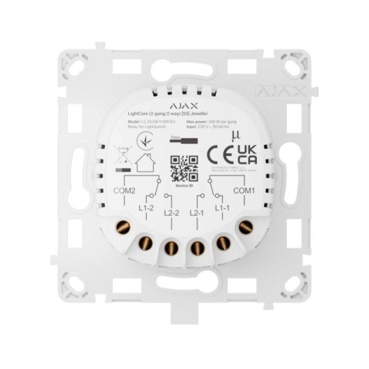 Interruptor inteligente Ajax LightSwitch LightCore 2 Gang/2 Way Jeweller 868 MHz