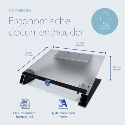 R-Go Tools Read2Write Support de lecture et d'ecriture de bureau, acrylique mat