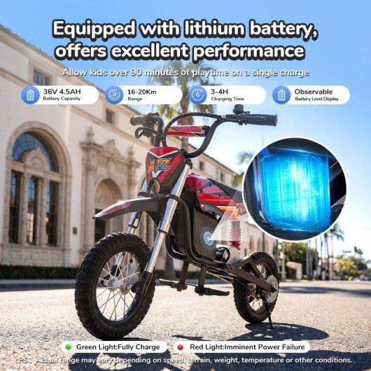 Moto eléctrica infantil iScooter A12 350 W 36 V 4,5 Ah 25 km/h roja