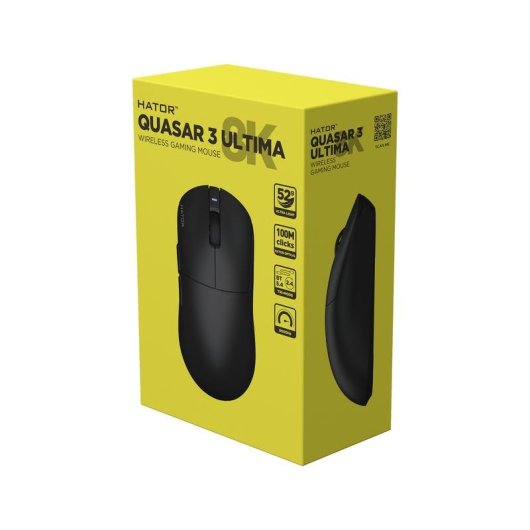 Ratón HATOR Quasar 3 Ultima 8K inalámbrico 30000 DPI negro gaming