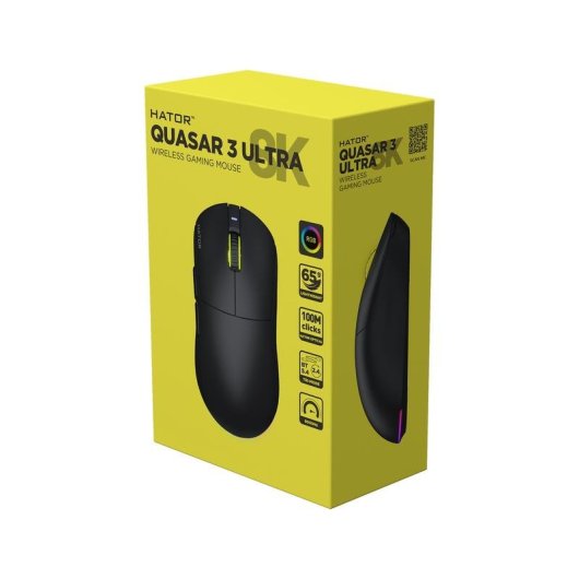 Souris HATOR Quasar 3 Ultra sans fil 30000 DPI noire RGB 8000 Hz