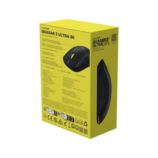 Souris HATOR Quasar 3 Ultra sans fil 30000 DPI noire RGB 8000 Hz