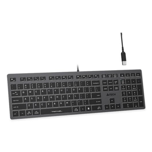 Tastiera A4Tech Fstyler FX60H Slim Gaming 100% Grigia retroilluminata bianca