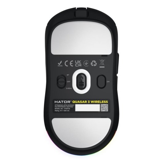 Ratón HATOR Quasar 3 Wireless 2.4 GHz Bluetooth USB 12000 DPI Noir RGB