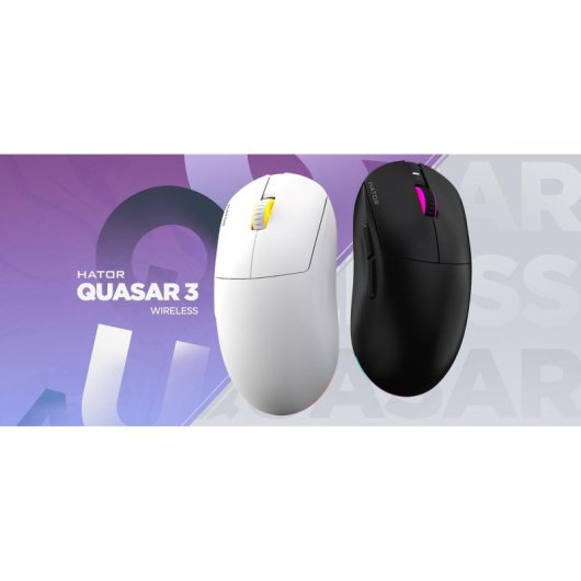 Ratón HATOR Quasar 3 Wireless 2.4 GHz Bluetooth USB 12000 DPI Noir RGB