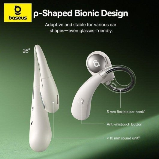 Auriculares Baseus Eli Sport 2 inalámbricos Bluetooth abiertos para deporte IP57 blancos