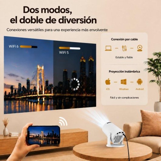 Projecteur Thunrlge X1br 720p LED Smart portable Wi-Fi 6 pivotant 180 degres