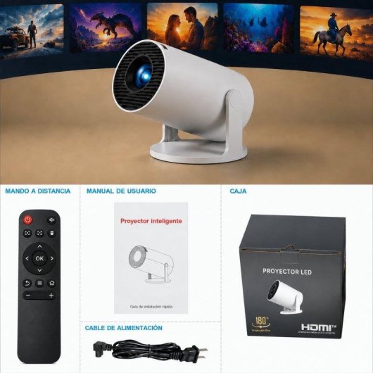 Projecteur Thunrlge X1br 720p LED Smart portable Wi-Fi 6 pivotant 180 degres
