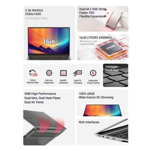Ordinateur portable FIREBAT U6B 16" AMD Ryzen 5 6600H 16Go 512Go SSD Radeon 660M Windows 11