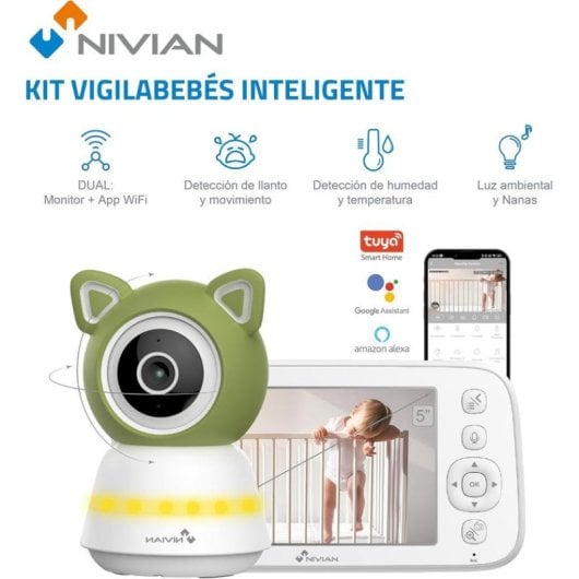 Camera de surveillance Nivian NVS-IPC-BABYMONITOR 2K Vision Nocturne Interieure Audio bidirectionnel