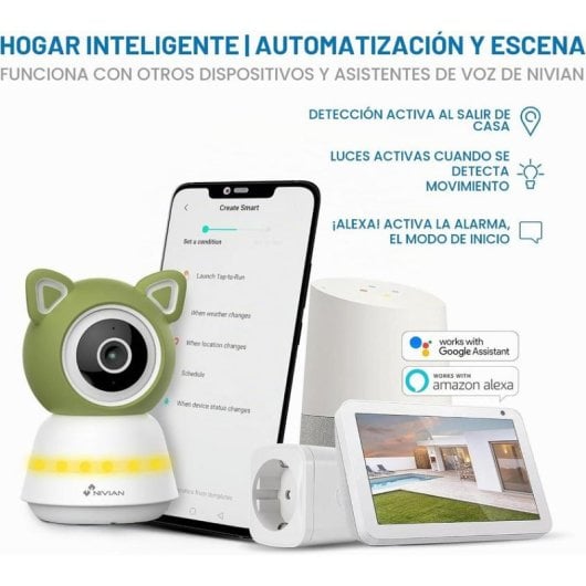 Camera de surveillance Nivian NVS-IPC-BABYMONITOR 2K Vision Nocturne Interieure Audio bidirectionnel