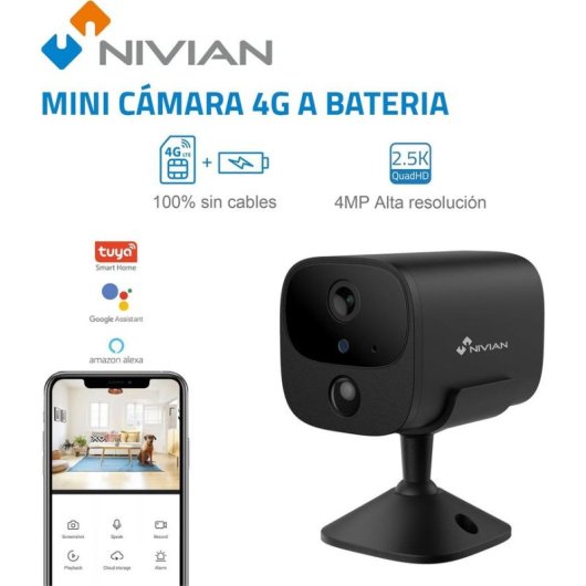Câmera de vigilância Nivian NVS-IPC-I7-BAT-4G Quad HD Visão Noturna Interna IA Áudio Bidirecional