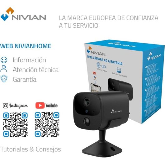 Câmera de vigilância Nivian NVS-IPC-I7-BAT-4G Quad HD Visão Noturna Interna IA Áudio Bidirecional