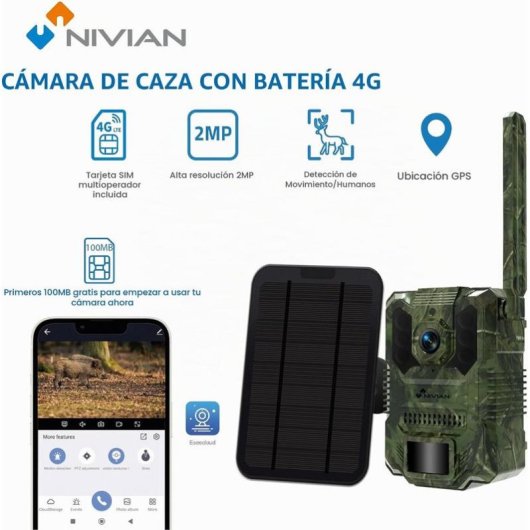 Câmera de vigilância NIVIAN NV-TRAILCAM FullHD Visão Noturna Externa IA Áudio Bidirecional