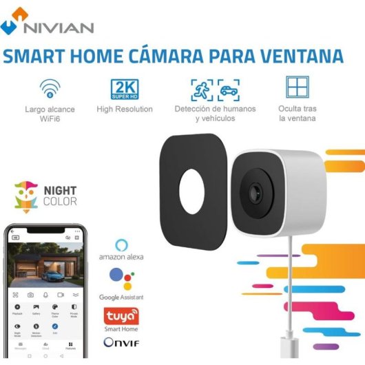 Câmera de vigilância Nivian NVS-IPC-I6-WINDOW FullHD Visão Noturna Interna e Externa IA