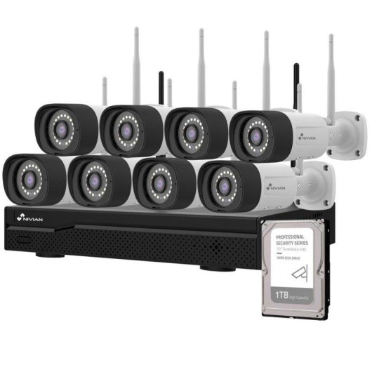 Grabadora NVR para cámaras IP Nivian NV-KIT1630W6-8CAM-1TB 8 cámaras 2K 1TB HDD WiFi