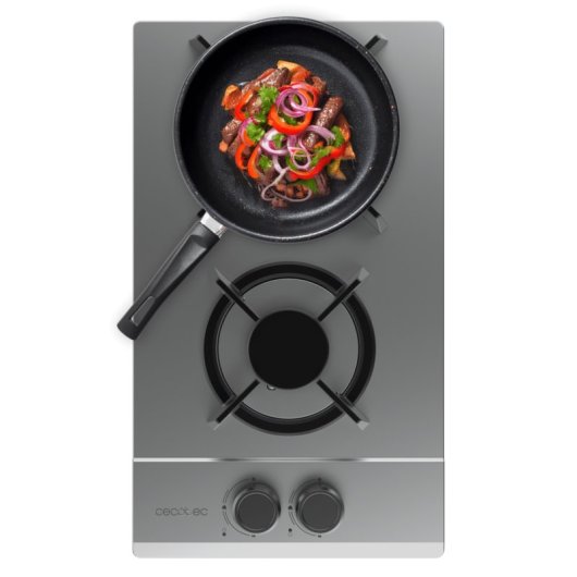 Piastra a gas Bolero GN 2200S 2 fuochi WOK 5,25 kW Vetro Nero