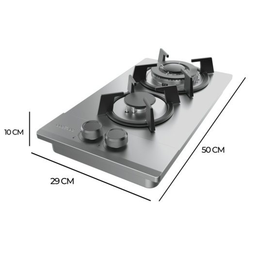 Piastra a gas Bolero GN 2200S 2 fuochi WOK 5,25 kW Vetro Nero