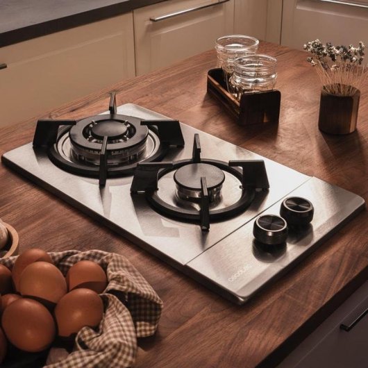Piastra a gas Bolero GN 2200S 2 fuochi WOK 5,25 kW Vetro Nero