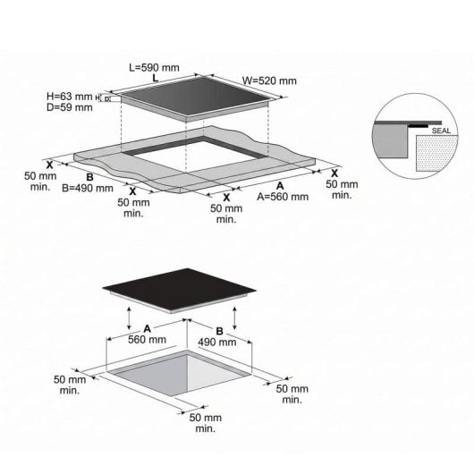 Placa de Inducción Bolero Squad I 4000 Eco 60 cm 4 Zonas 7,2 kW