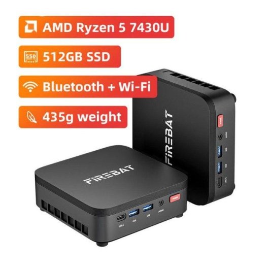 Mini PC FIREBAT R3 AMD Ryzen 5 7430U 16GB 512GB SSD Radeon Windows 11